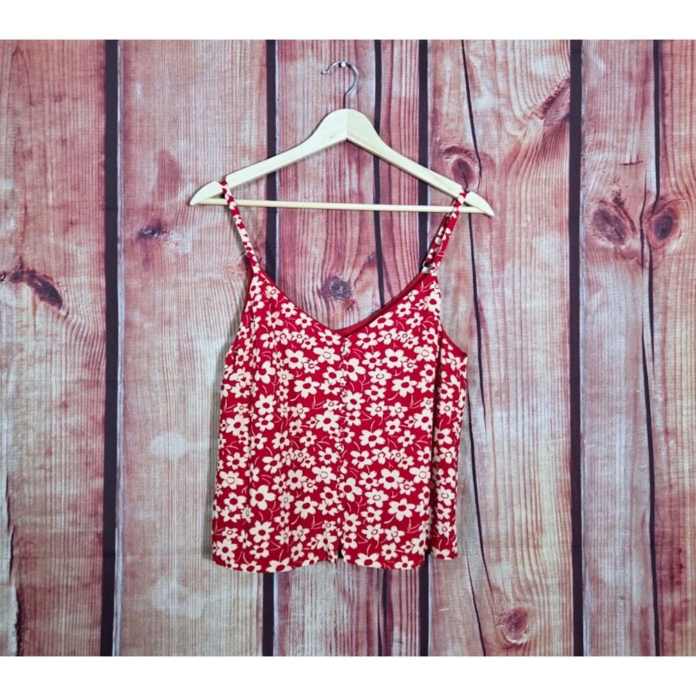 Madewell Red Flower Crop Tank Size 4